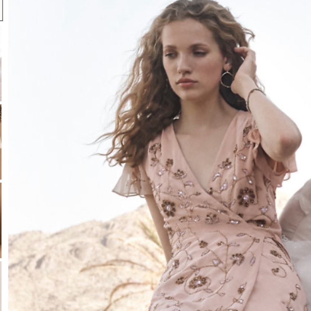 NWOT BHLDN PLYMOUTH BEADED MAXI DRESS IN BLUSH